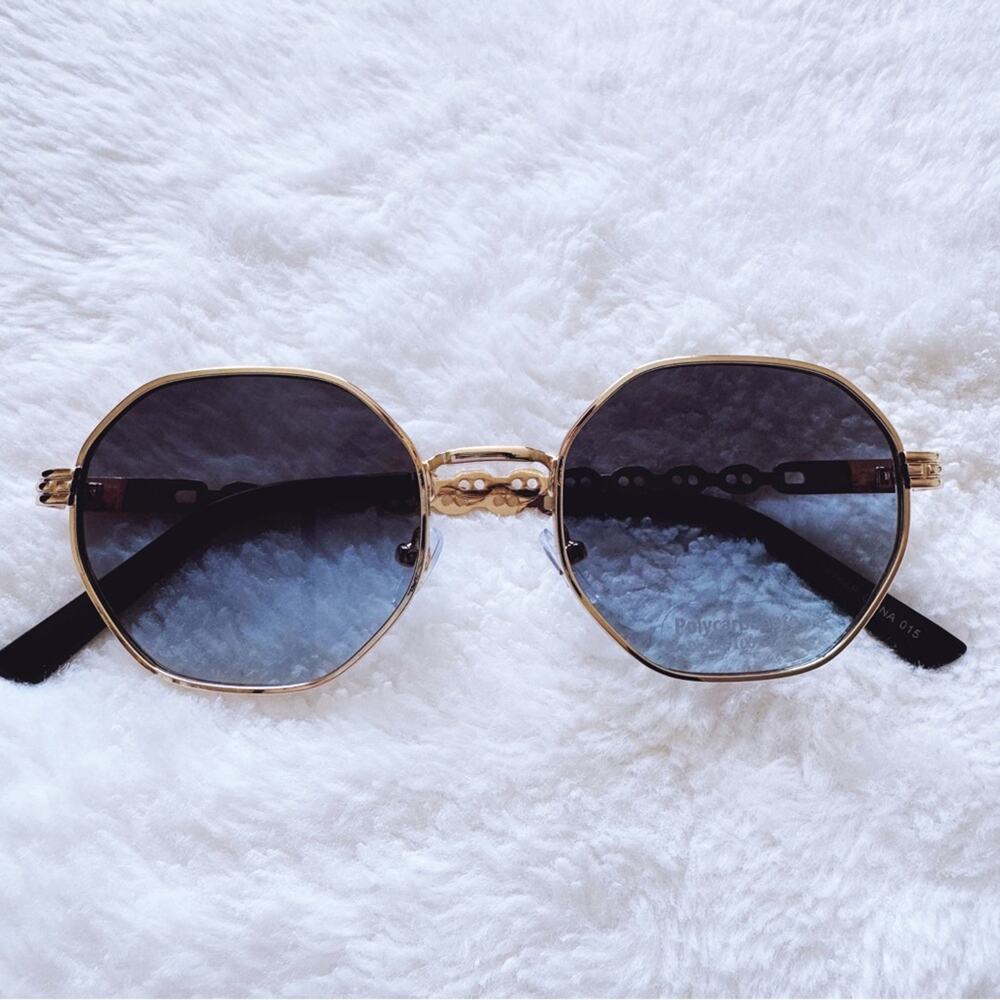 Phoebe Dark Blue Geometric Sunglasses - Picture 4 of 15